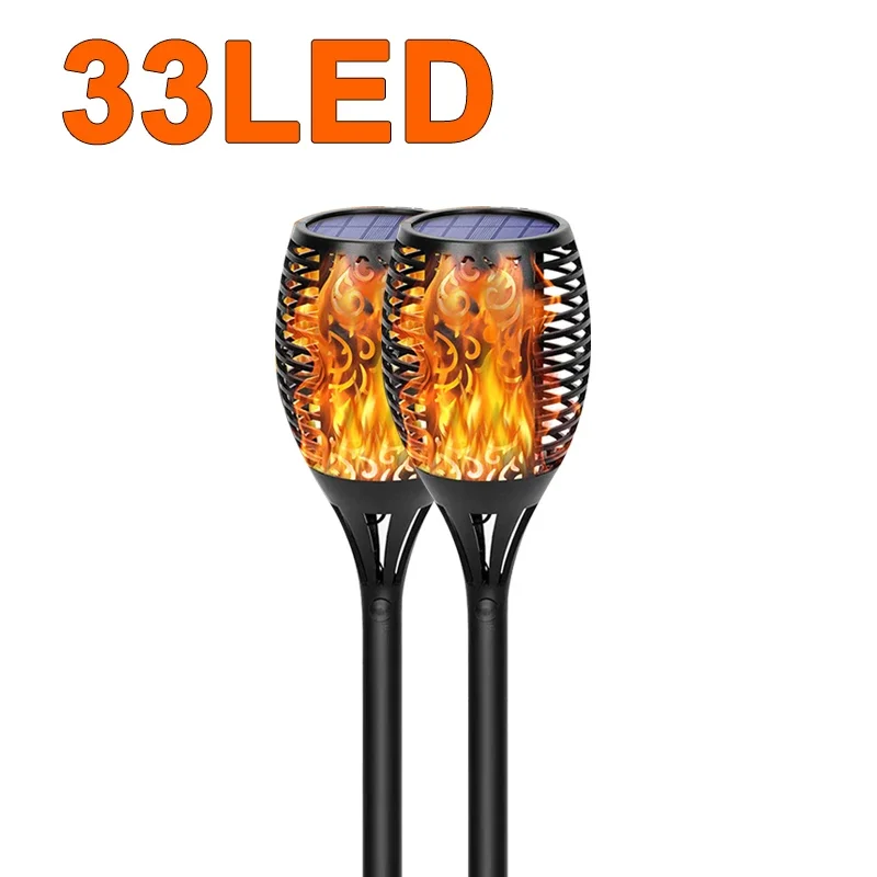 12/33/96LEDs Solar Flame Zaklamp Flikkeren Licht Waterdichte Tuin Decoratie Outdoor Gazon Pad Yard Patio vloerlamp