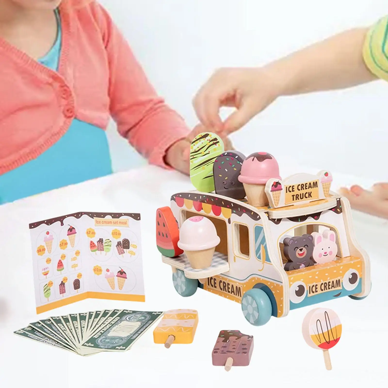 

Игрушечная тележка для мороженого, игрушки-еда, фургон для ролевых игр для детей