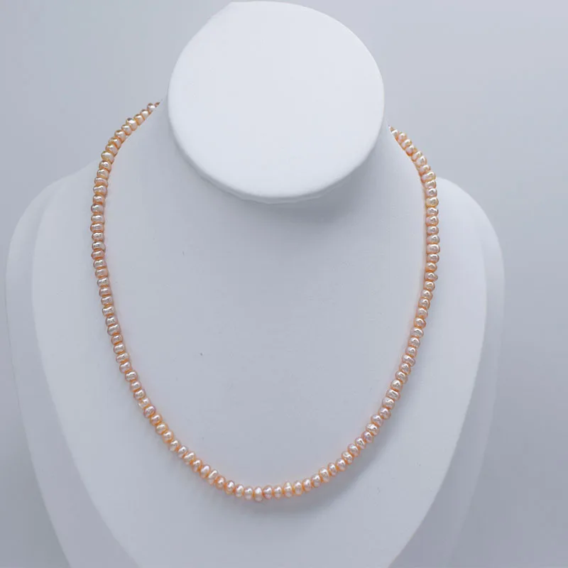 

freshwater pearl pink roundelle 3-5mm chocker necklace 36cm nature FPPJ wholesale beads