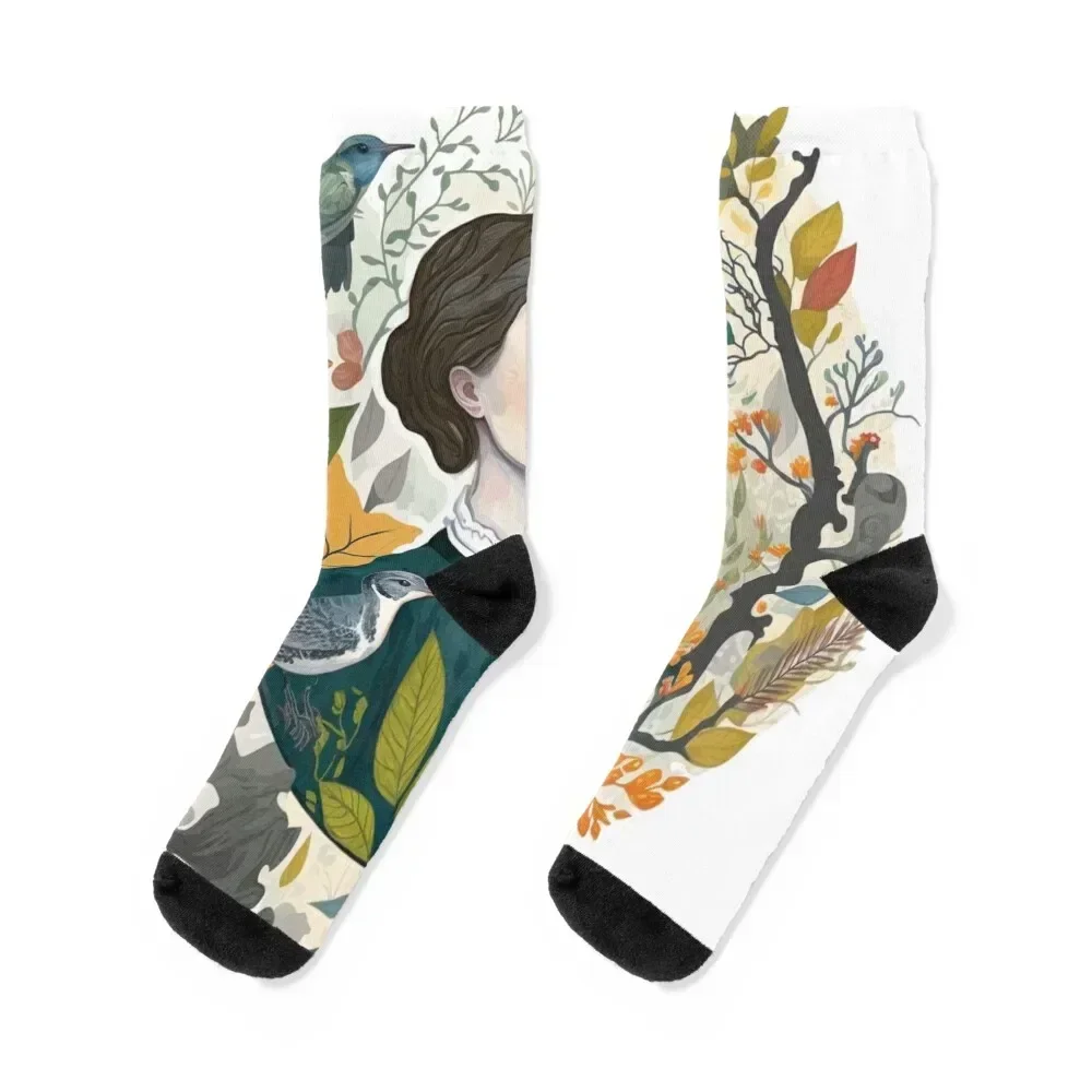 Emily Dickinson fan made sticker Socks Novelties Antiskid soccer moving stockings Socks Women Men's