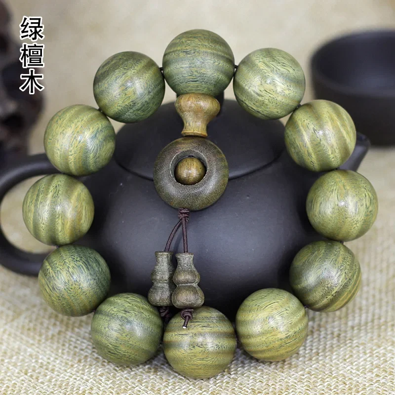 American green sandalwood Buddha bead hand string green sandalwood hand string 20~06mm sandalwood bracelet rosary belt fragrance