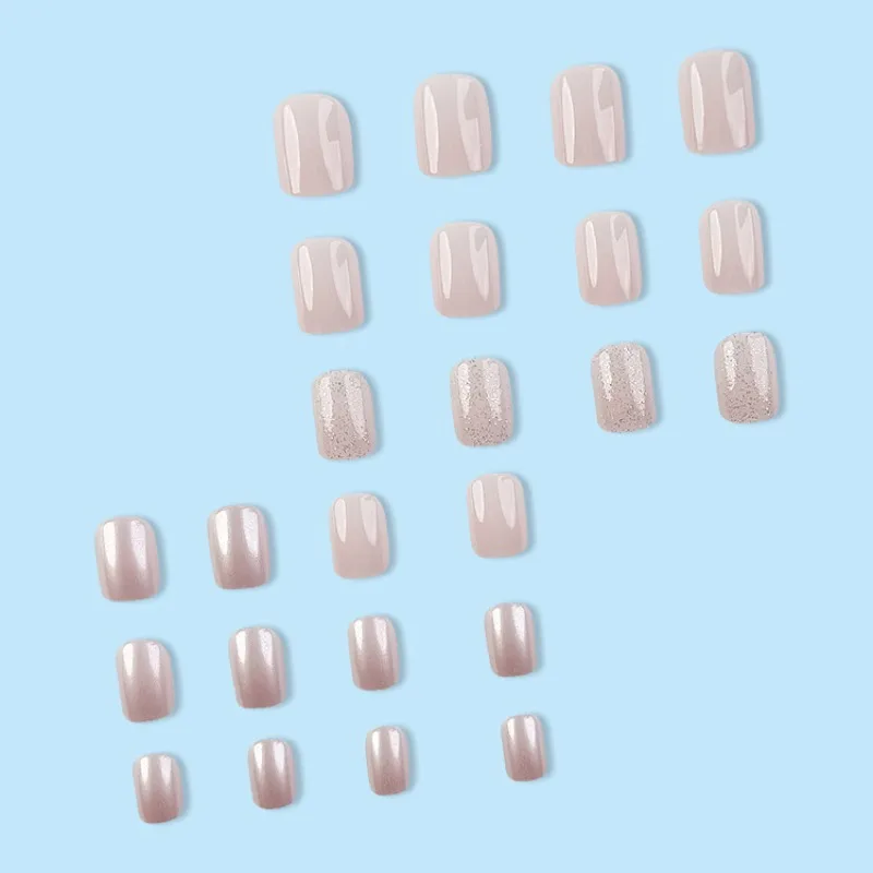 24 pçs unhas rosa imprensa ons curto doce moda dicas de unhas unhas falsas com cola auto-prego simples pronto-feito unhas artificiais 2025