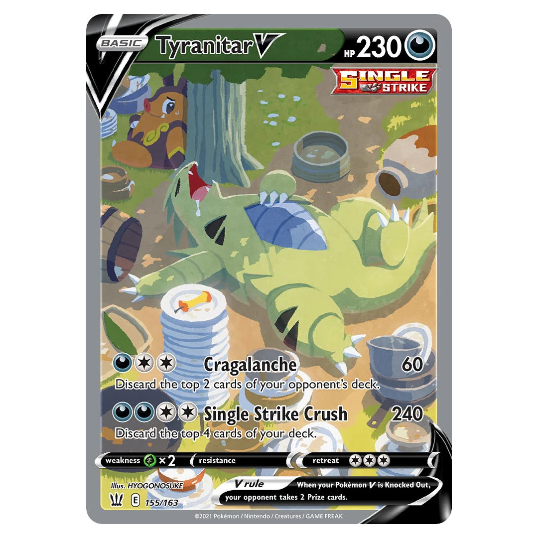 

DIY 2021 Sword & Shield Battle Styles #155 Pokemon Cards Tyranitar V PTCG Game Collectible Cards Anime Toy Gift