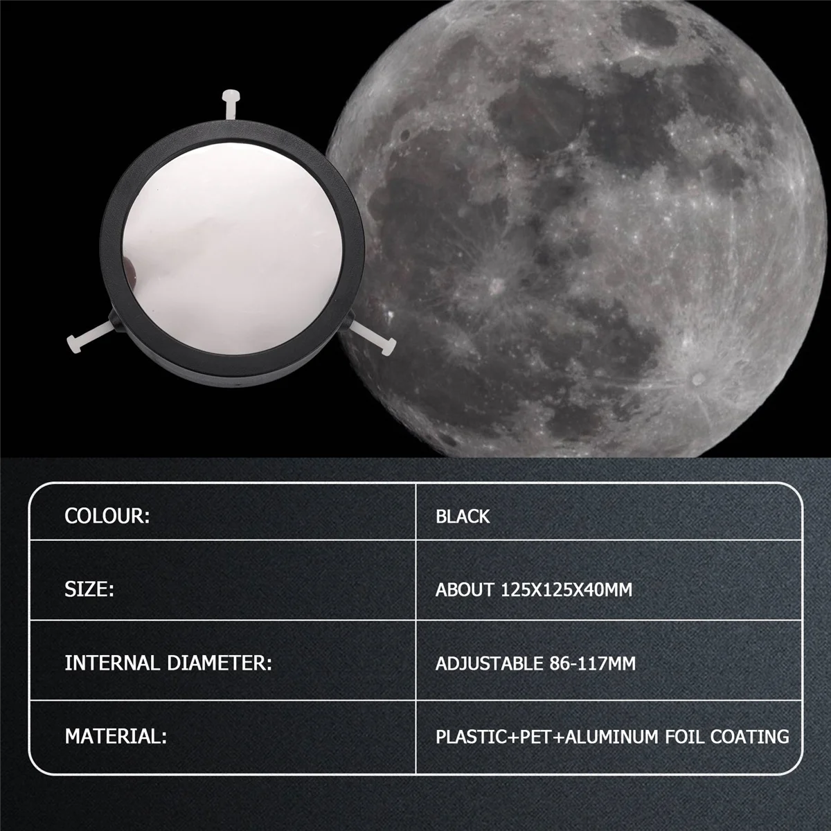 Adjustable Solar Film Objective Lens Cover Filter 86-117mm Frame and Sun Solar Film Astronomical Telescope Accesspries