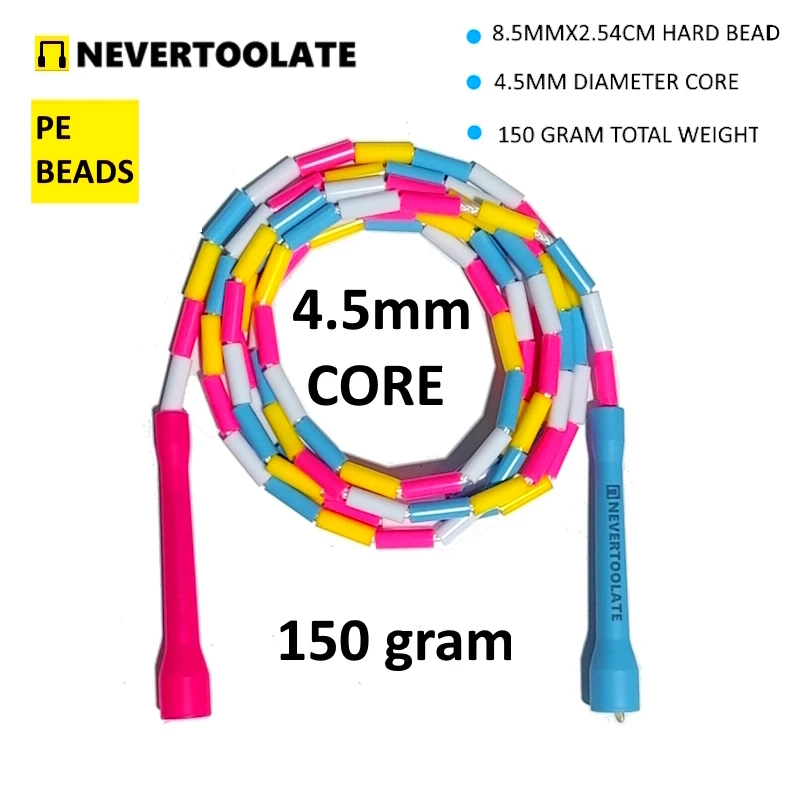 NEVERTOOLATE STRAIGHT HARD BEAD BEADED JUMP SKIPPING ROPE COLORFUL SKILL FREESTYLE FITNESS CROSSFIT