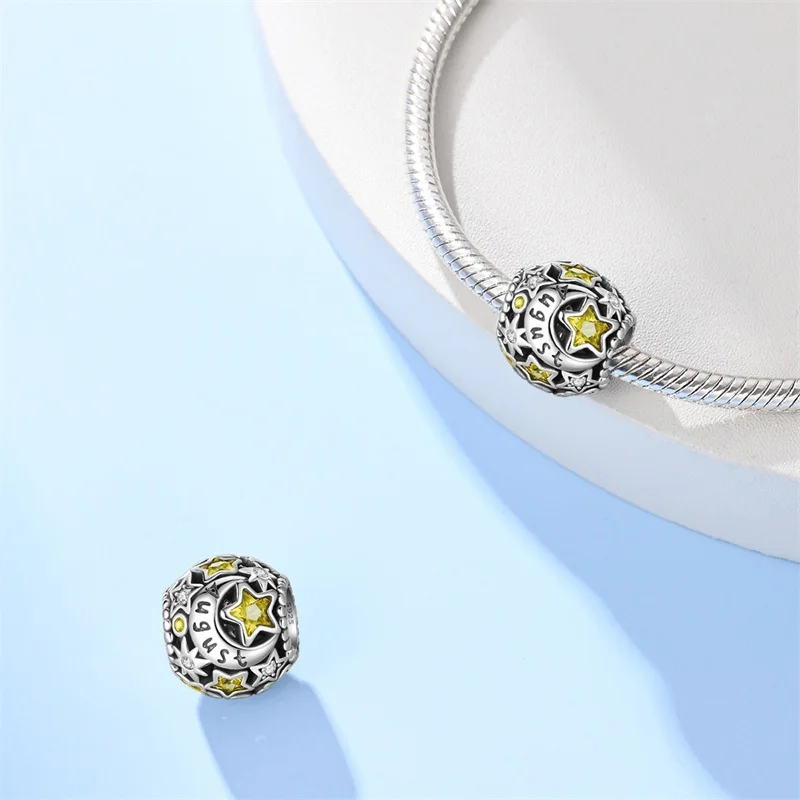 Lucky 925 Silver Birthday Zodiac Series Colorful Shining Zircon Lucky Charms Beads 3mm DIY Fine Jewelry Making﻿