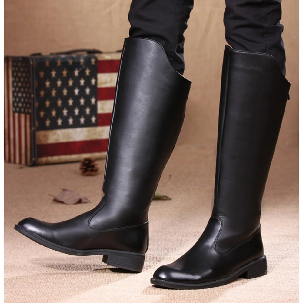 2024 New Winter Shoes Men\'s long boots Pu Leather Riding boots Winter warm men\'s knee-high boots men\'s leather shoes