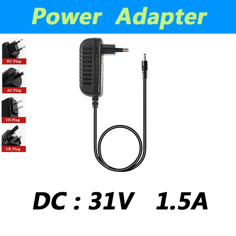 1pcs AC100-240V AC to DC 31V 1.5A Power Adapter Supply Charger Adapter Converter EU US Plug 5.5mm x 2.5mm DC Cable 2meters
