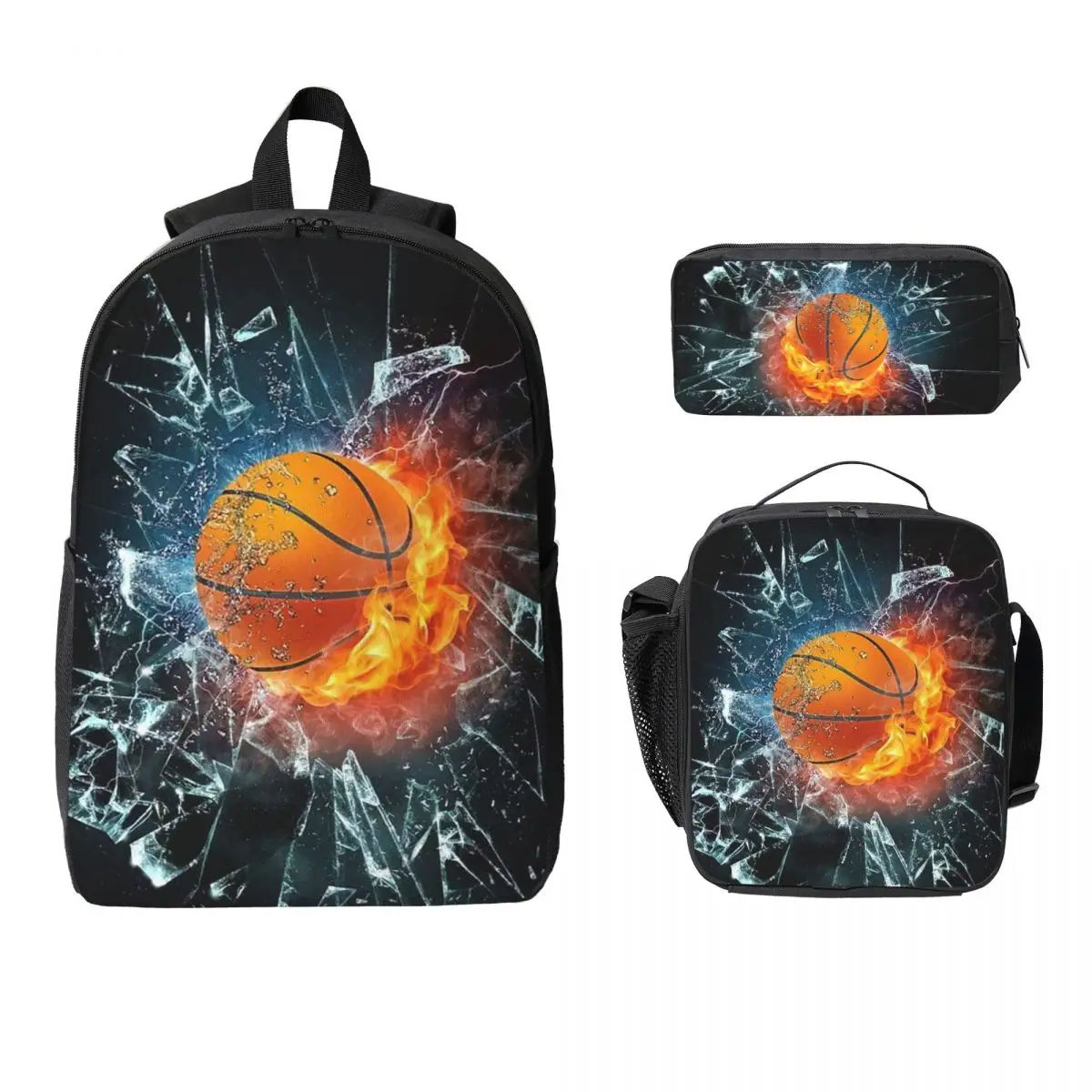 

BasketBall Backpack Student Boys Girls BookBag School Bag Laptop Shoulder Bags 3ps Insulated Lunch Bag Pencil Case
