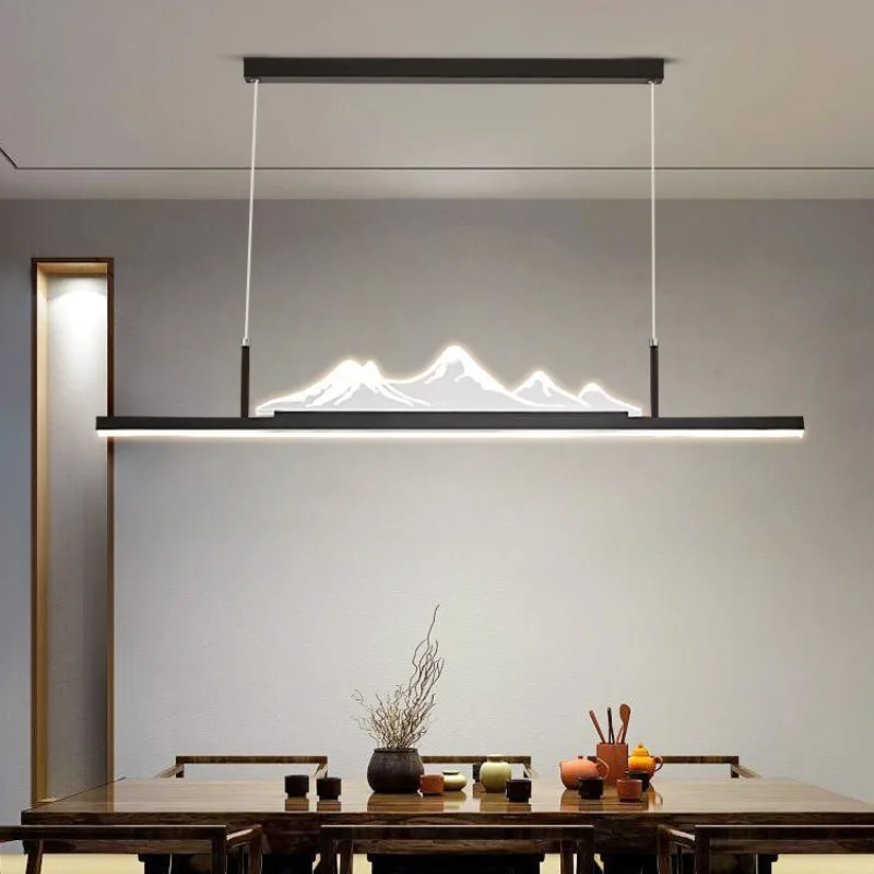 

MZISOSOD for Long Wooden Grain Restaurant Pendant Light for Bar Counter Study Room Tea Table Lighting Fixtures Modern