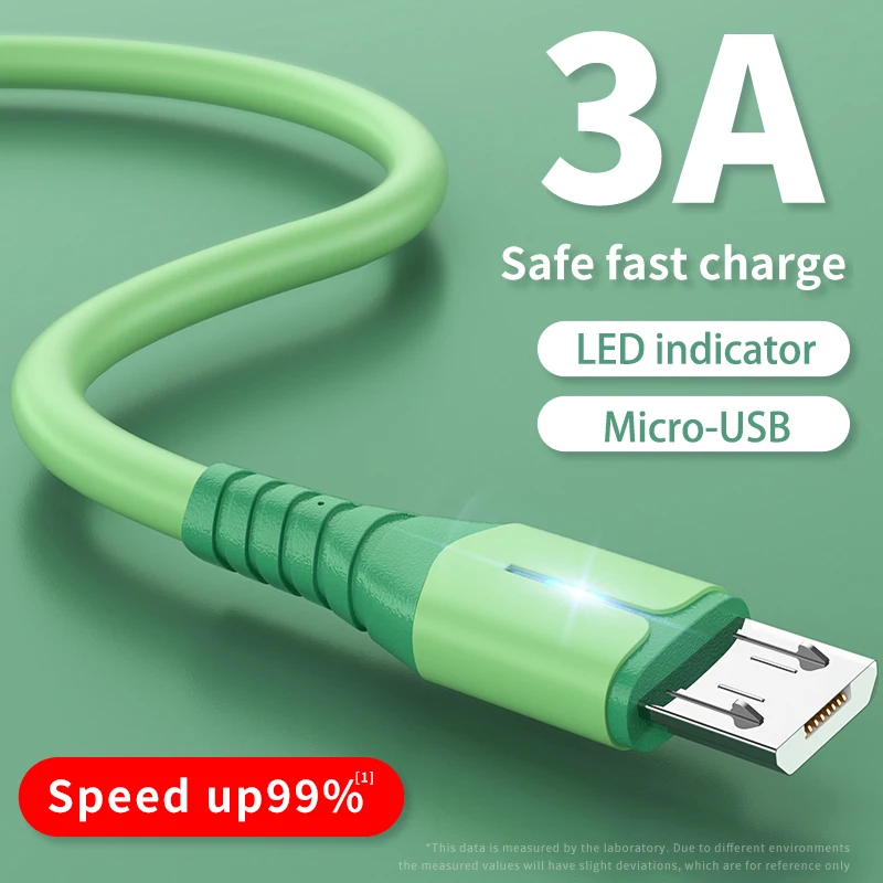 LED 3A Fast Charging USB Micro Cable Data Cable for Samsung Xiaomi Huawei HTC OPPO VIVO V8 Mobile Phone Charger USB Cable