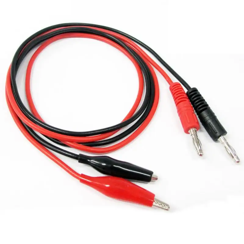 1M Alligator Cilp to AV Banana Plug Test Cable Lead Connector Dual Tester Probe 35mm Crocodile Clip for Multimeter Measure Tool