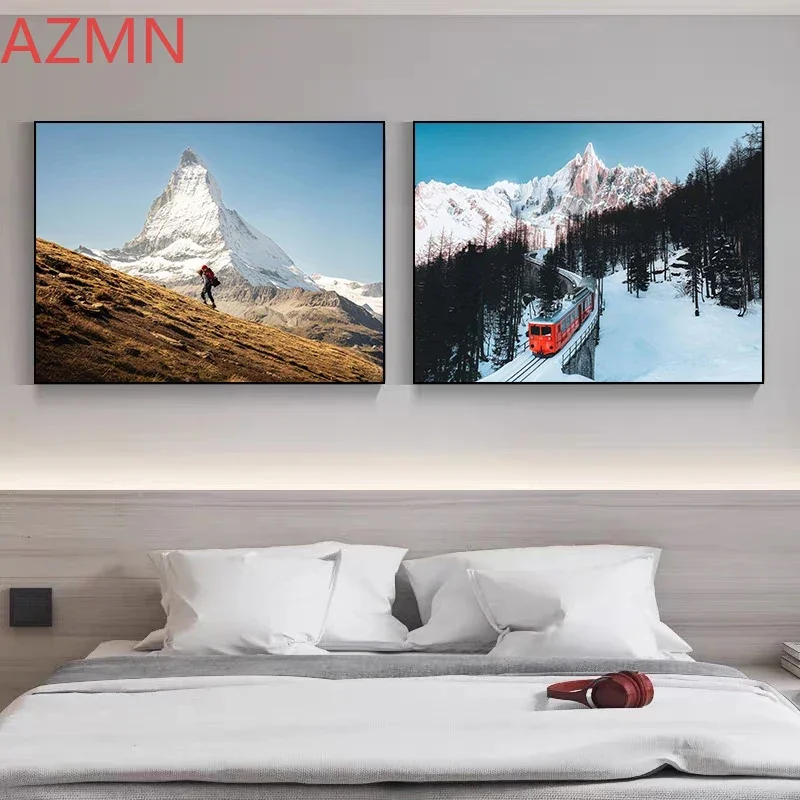 الحديثة جبال الألب الفرنسية المناظر الطبيعية مونت بلانك قمة/Oeschinensee الفن الملصقات قماش لوحات صور فنية للجدران ديكور المنزل هدية #3