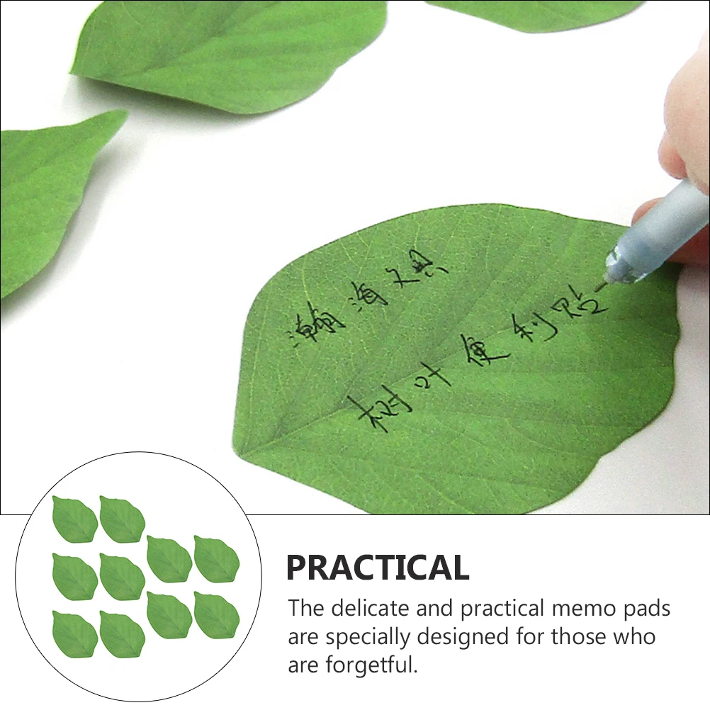 

10pcs Simulated Leaf Shaped Memo Notes Tearable Creative Office Supplies Delicate Reusable Memo Stickers for Books