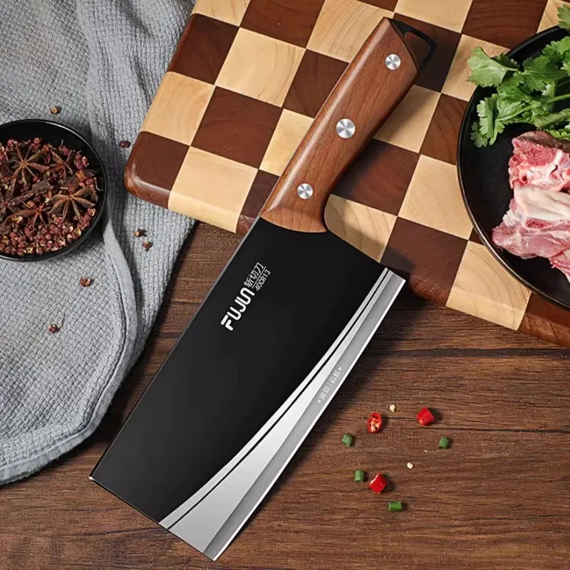 

Hand forged black blade dual-purpose cutting knife for chopping chicken bones, household stainless steel kitchen super fast cutt