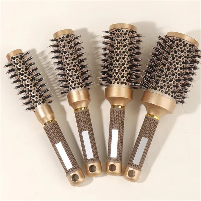 แปรงผมทรงกลมแบบมืออาชีพ 1/4 ชิ้น, แปรงม้วนผมสำหรับทำผม, หวีแกนเซรามิกสำหรับเป่าผมในร้านเสริมสวย, อุปกรณ์จัดแต่งทรงผม