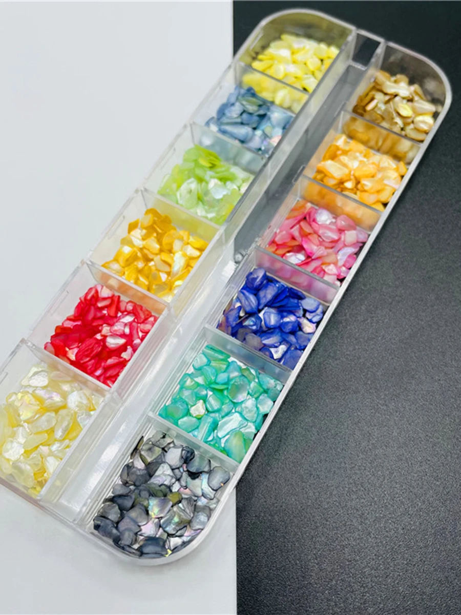 شرائح صدف أذن البحر غير المنتظمة ثلاثية الأبعاد لا تسبب الحساسية لفن الأظافر - ترتر حورية البحر الملون، متوافق مع جل الأشعة فوق البنفسجية، ماني متعدد الألوان #5