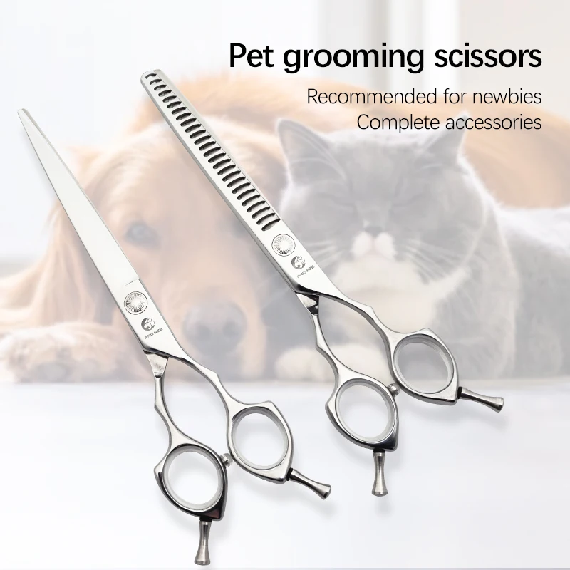 Professional 7.0 Inch Japanese 440c Steel Trimming Cutting Scissor Manufacturer Pet Dog Grooming Scissors