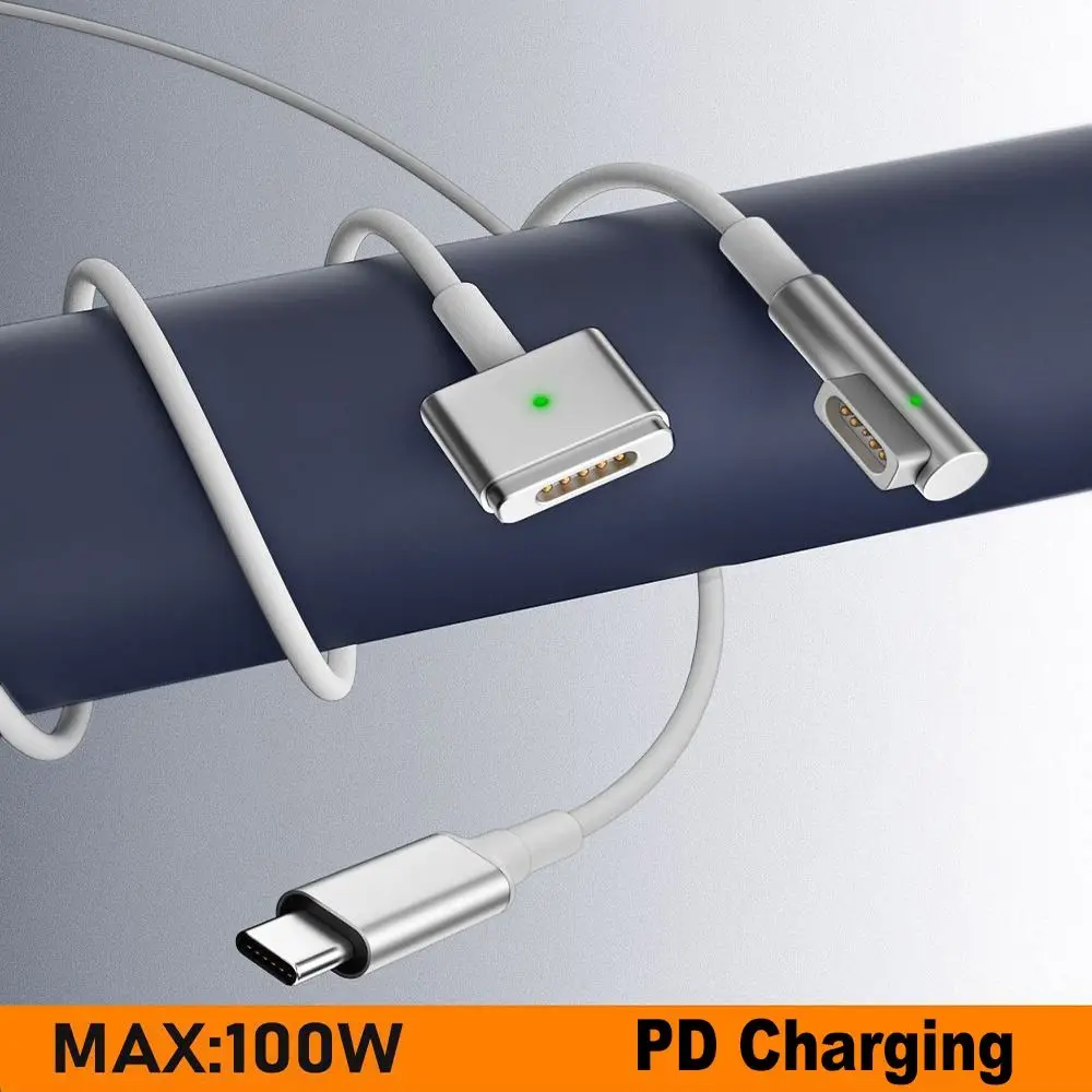 Magnetische PD-oplaadkabel Indicatielampje 1,8 m USB Type-C naar Magsaf 1 2 zinklegering 100 W oplaadsnoer voor Macbook Air Pro