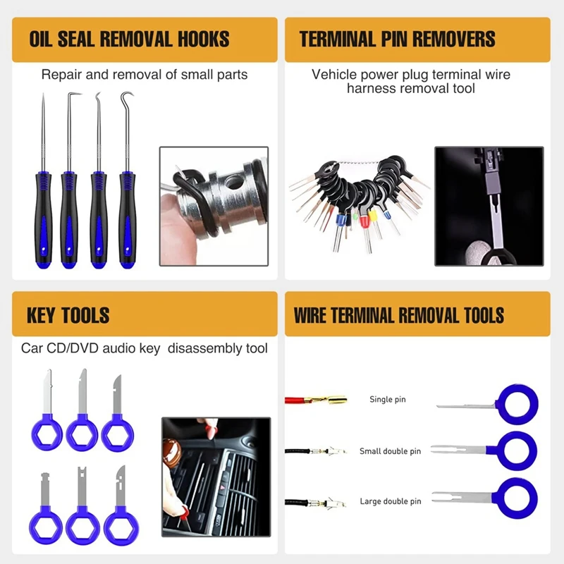 238 Pieces Trim Removal Tools, Car Push Pin Bumper Clamp Set Car Panel Radio Removal Car Clamp Fastener Terminal