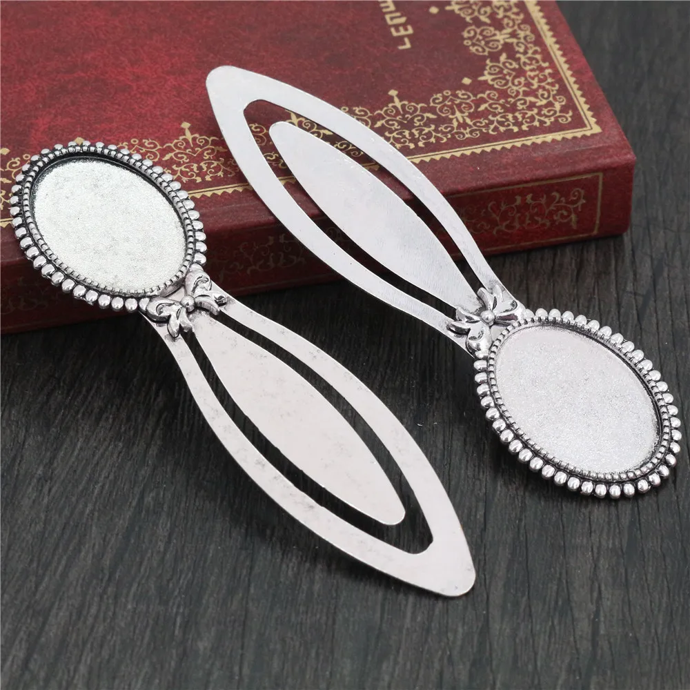 New Fashion 2pcs 18x25mm Inner Size Antique Silver Plated Flower Style Handmade Bookmark Cabochon Base  Cameo Setting