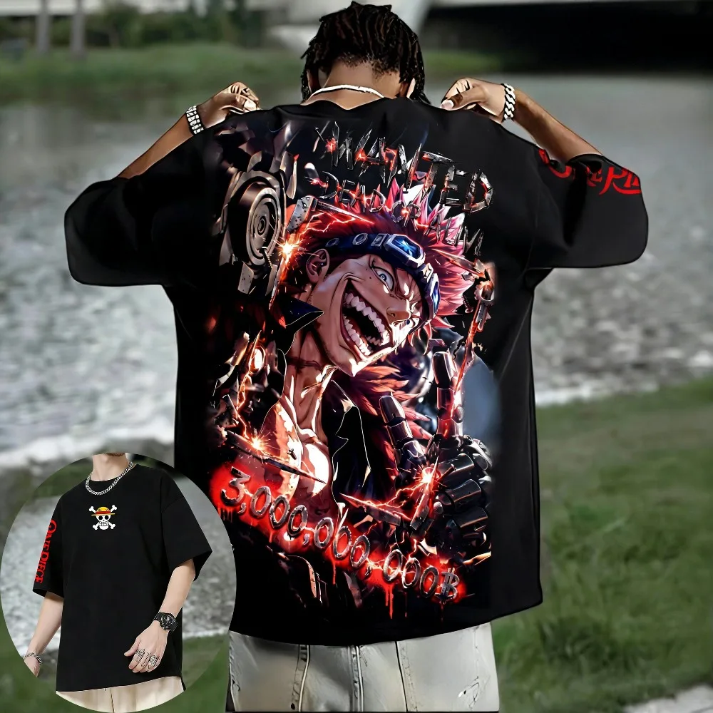 Nouveau T-shirt unisexe surdimensionné en pur coton pour l'été 2026, motif One Piece Trafalgar D. Water Law, haut imprimé anime, nouveau produit