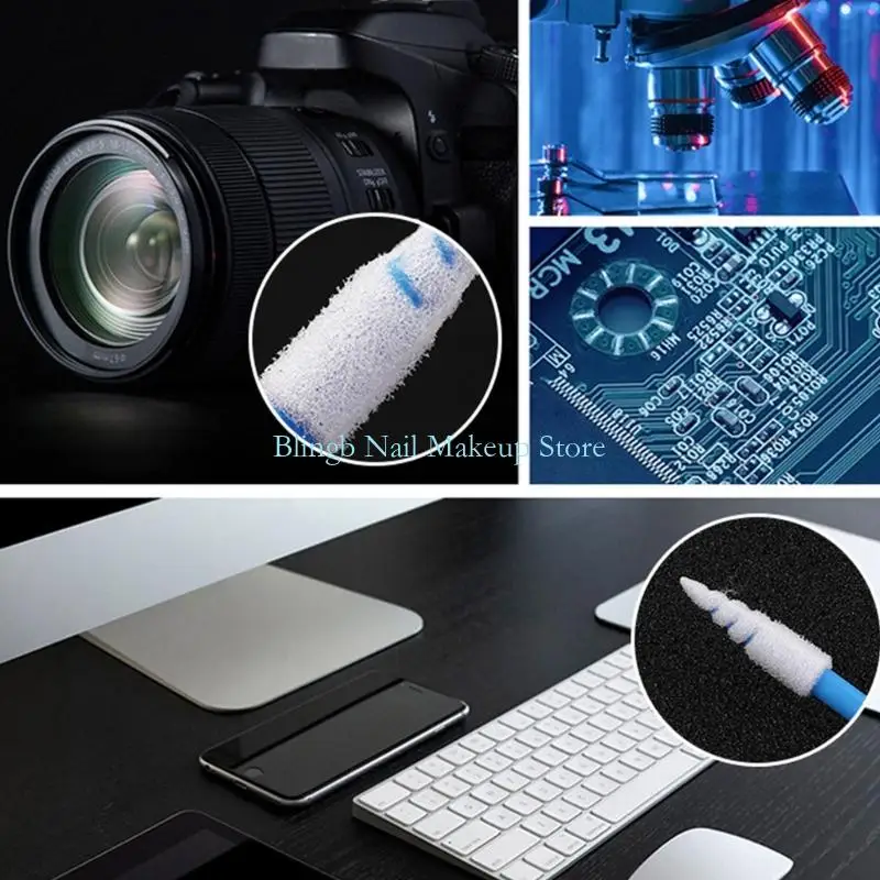 28TA حزمة من 100pcs مسحات معقمة غير رشيقة ألياف نصائح الألياف براعم القطن للتنظيف الدقيق في المختبر والإلكترونيات