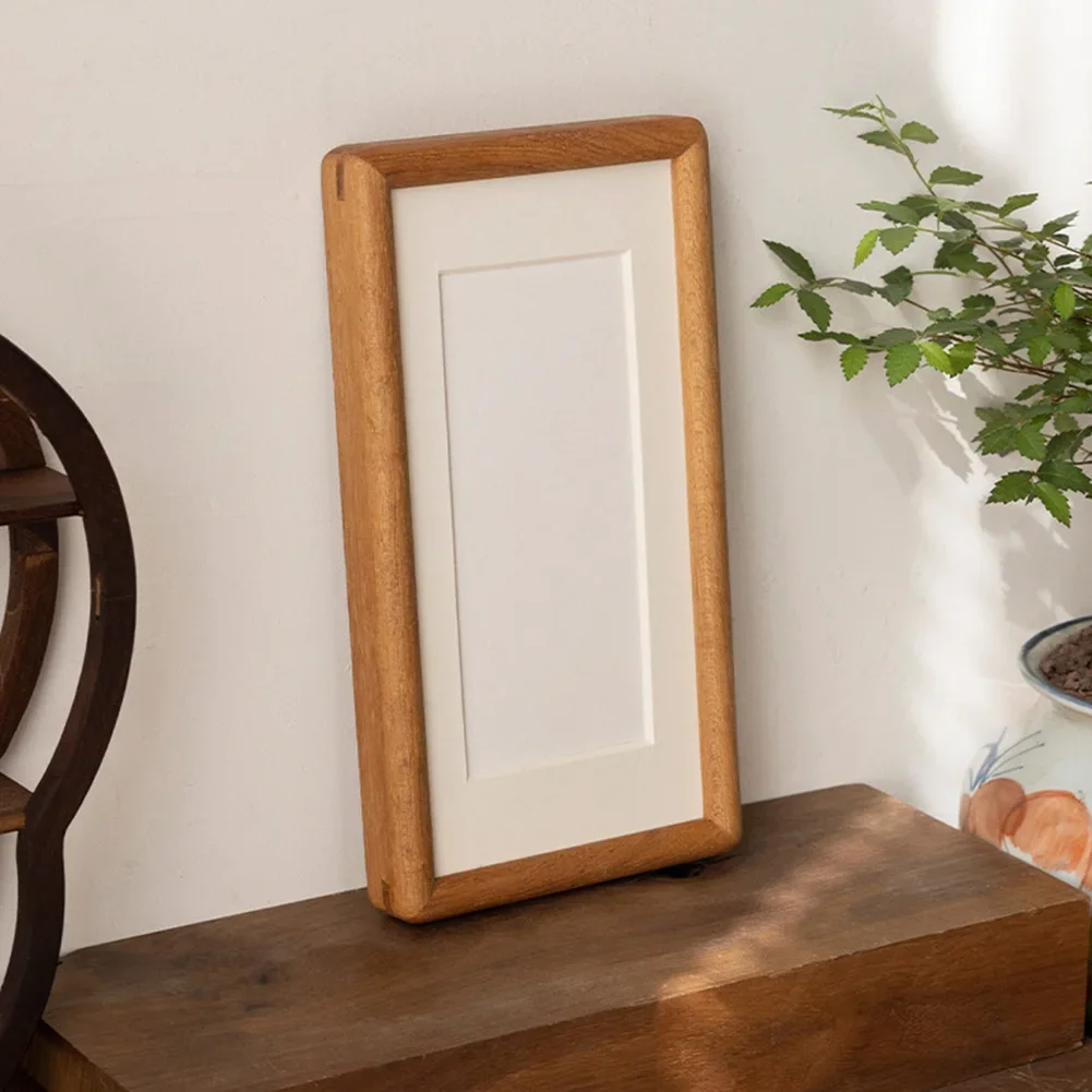 For Home Decor Sturdy Wood Frame Walnut Photo Frame Home Decoration Walnut Finish Flexible Size Photo Frame Beige Mat Board