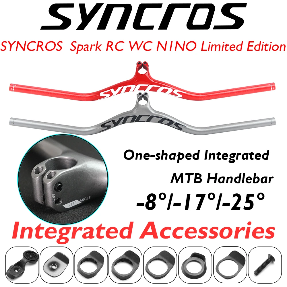 syncros Spark RC WC N1NO Limited Edition Bike -8/-17/-25 degree One-shaped Integrated Handlebar Carbon Fiber MTB Bicycle Parts