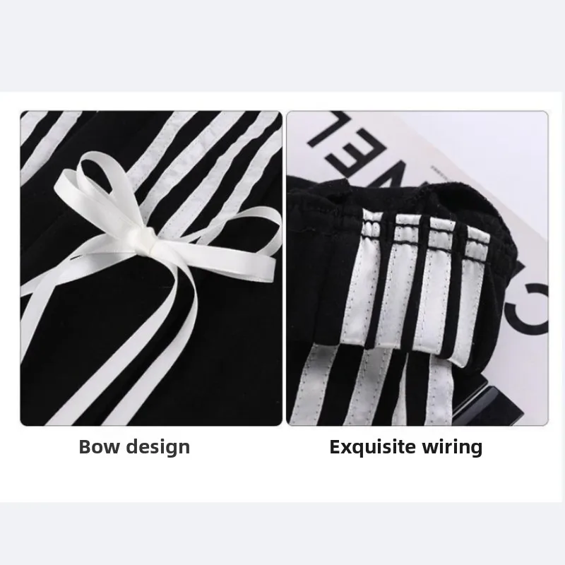 Uitgebreide maat 18-30 damesbroek: Y2K gestreepte broek met strikriem, oversized rechte pijpen, comfortabele studentenjoggingbroek 2025