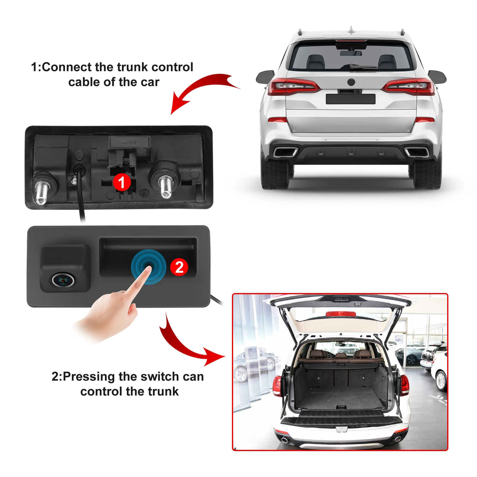 Podofo AHD Waterproof Car Runk Handle Parking Rearview Backup camera For Audi/VW/Passat/Tiguan/Golf/Touran/Jetta/Sharan/Touareg