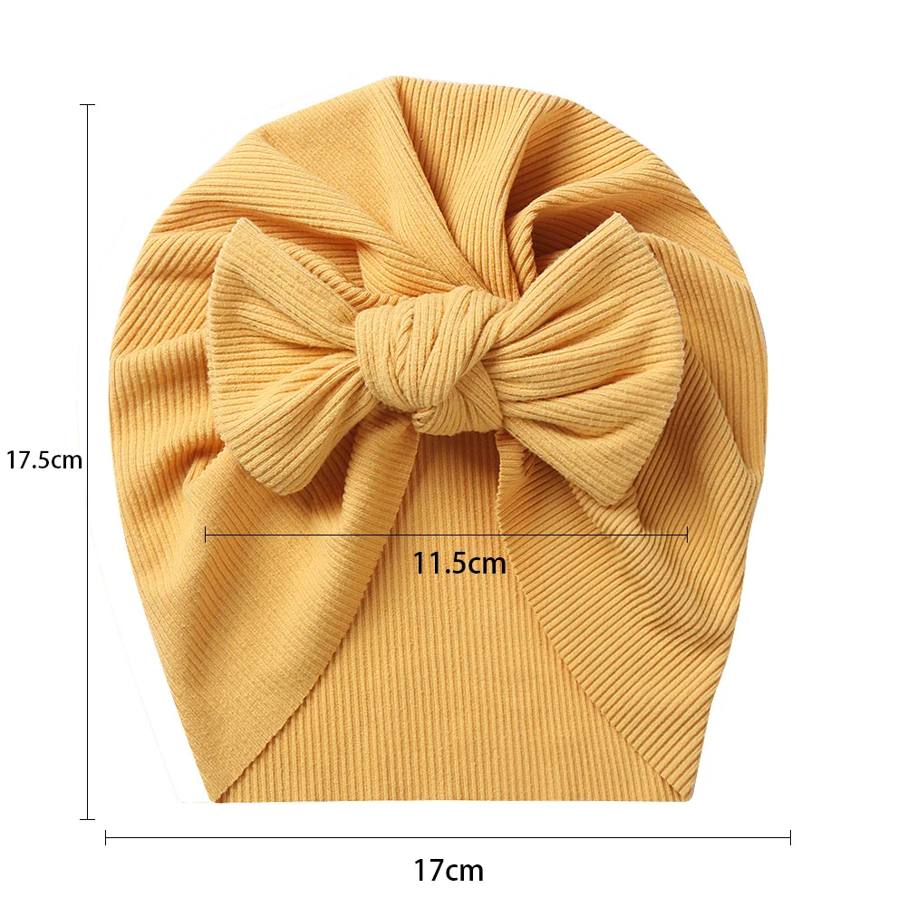 8Pcs/Lot Solid Ribbed Bowknot Baby Girl Turban Hat for Newborn Form 0 to 4T Bebe Boy Winter Autumn Caps Infant Hair Accessories