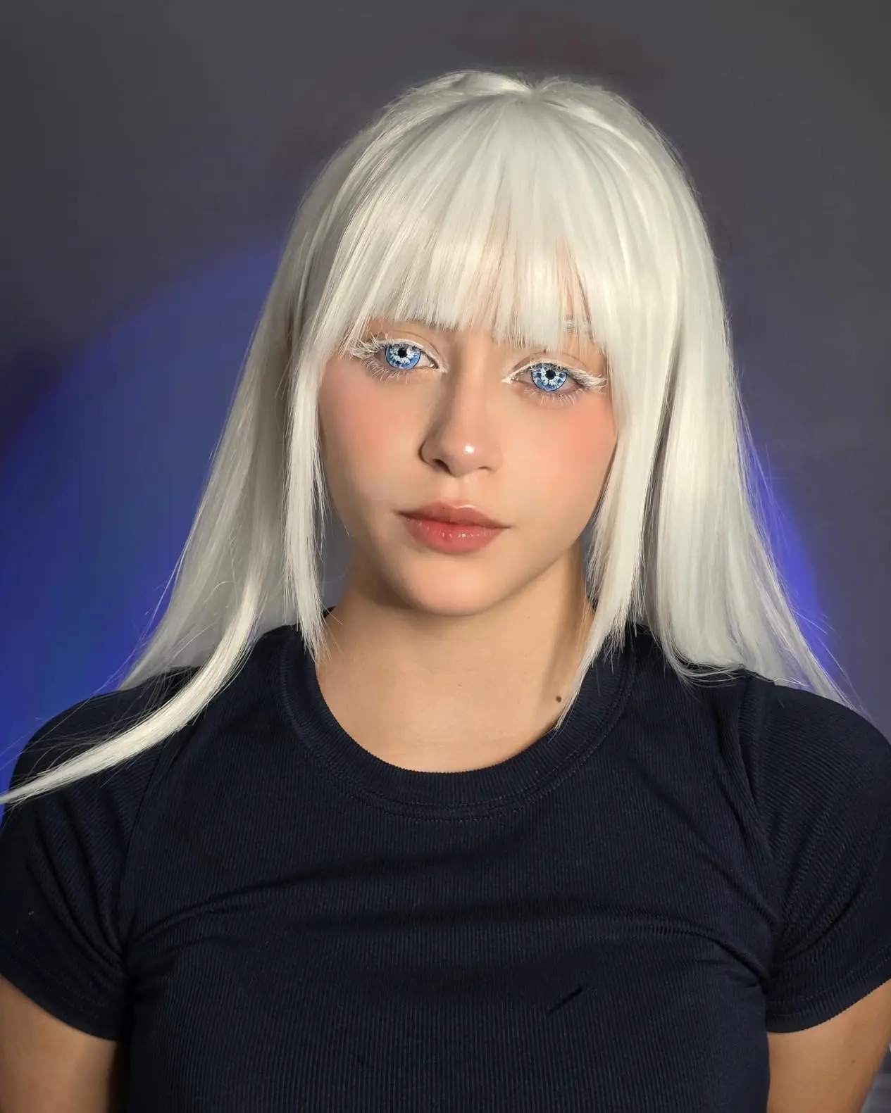 

QQXCAIW длинные прямые вечерние косплей черные, фиолетовые, синие, белые, 40 дюймов, 100 см, парики из синтетических волос для женщин