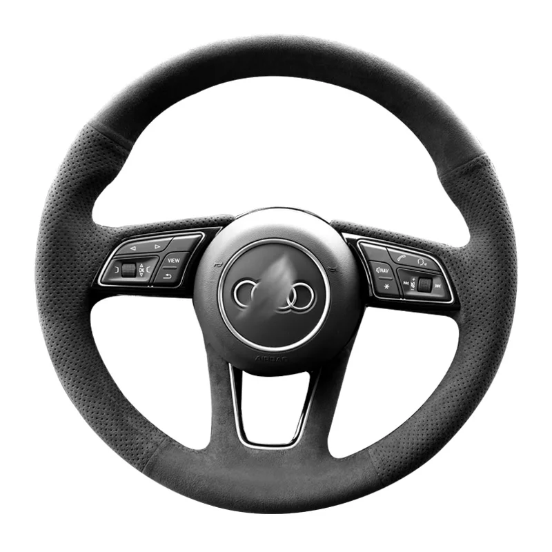 

For Audi A1 A4 A3 A6 Q5 Q3 A5 Q7 A7 Real Alcantara DIY Hand Sewn Steering Wheel Handle Cover