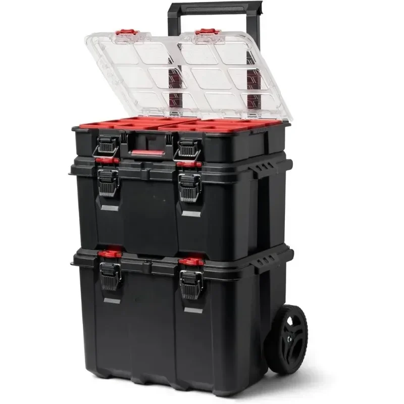 Combined tie rod toolbox stacked three-layer storage box large wheeled removable installation toolbox cart