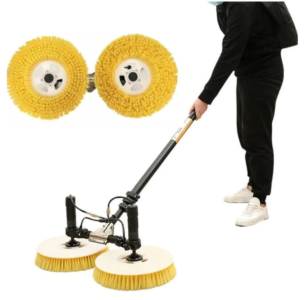 فرشاة تنظيف الألواح الكهروضوئية 5.5 متر 7.5 متر، فرشاة تنظيف اللوحة الكهروضوئية ذات الرأس المزدوج تلسكوبي، منظف الألواح الشمسية لـ Sol