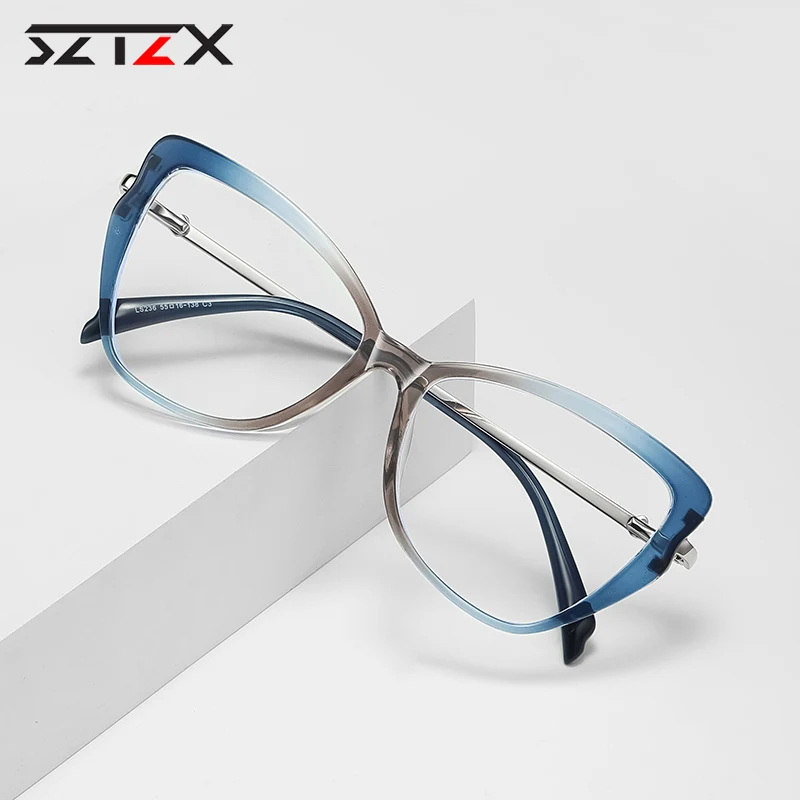 

Очки для чтения SZTZX New TR90 Cat Eye с защитой от синего света, модные женские очки для коррекции близорукости с возможностью индивидуального заказа по рецепту