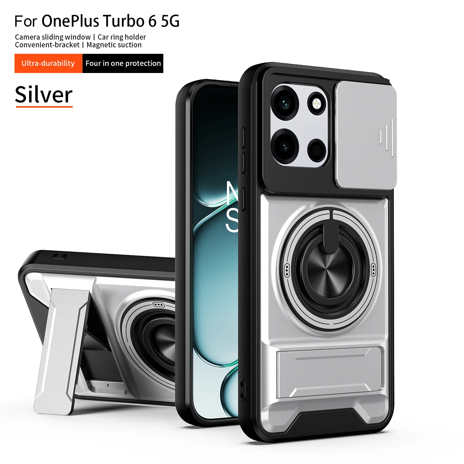 For OnePlus Nord 6 Case OnePlus Turbo 6 Cover 1+Turbo 6V  Magsafe Magnetic Fold Holder Military Armor Camera Protection Cover view 2