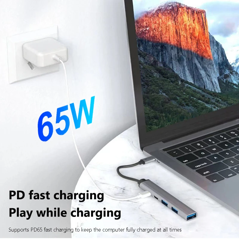 5 Port USB C HUB Typ C zu USB 3.0 HUB PD 65 W Multi USB Splitter Docking Station Adapter OTG für Lenovo Macbook Pro Computer