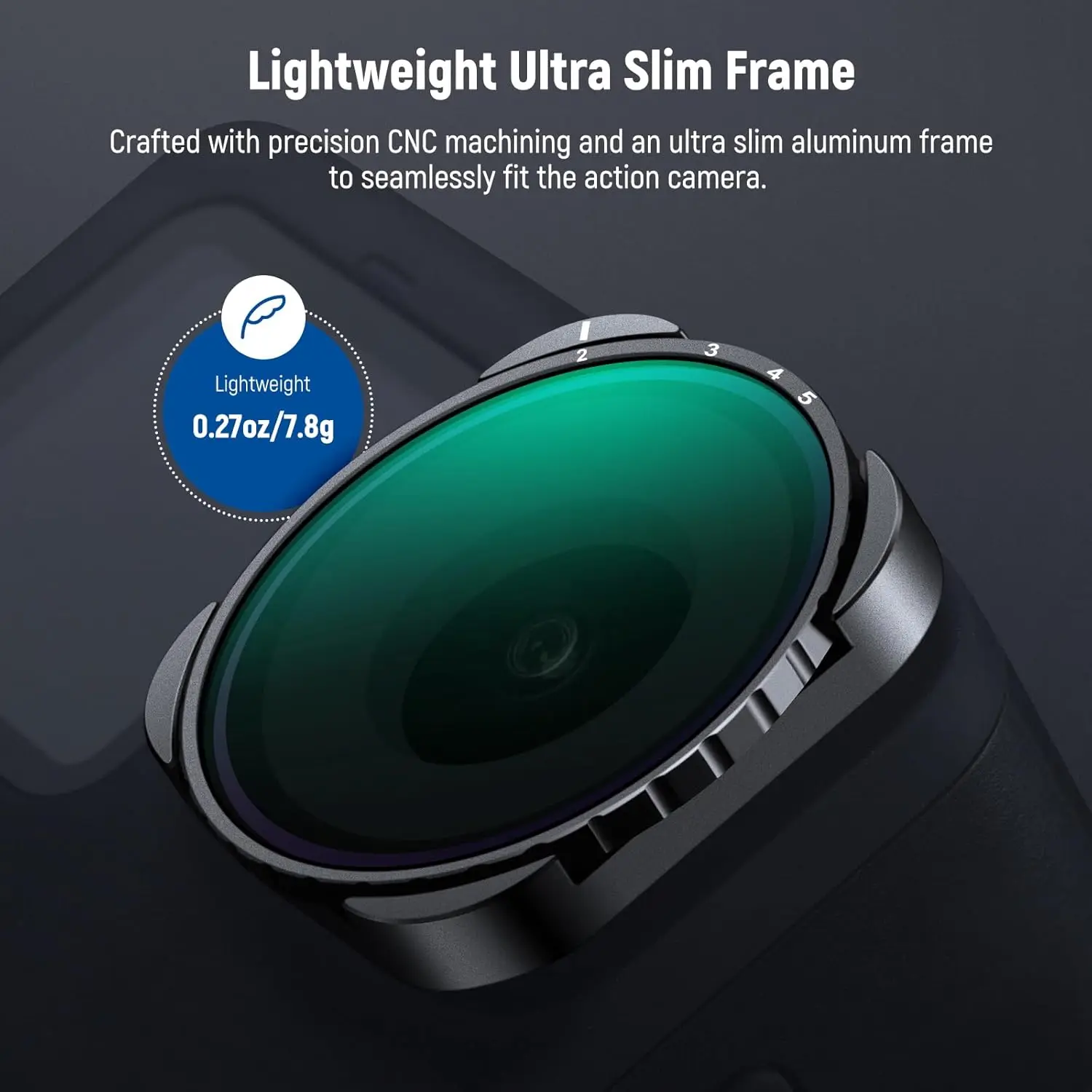 NEEWER Variable ND4-ND32 2-5 Stops Variable ND Filter with HD Multicoated HD Optical Glass Filter for GoPro 9 10 11 12 13