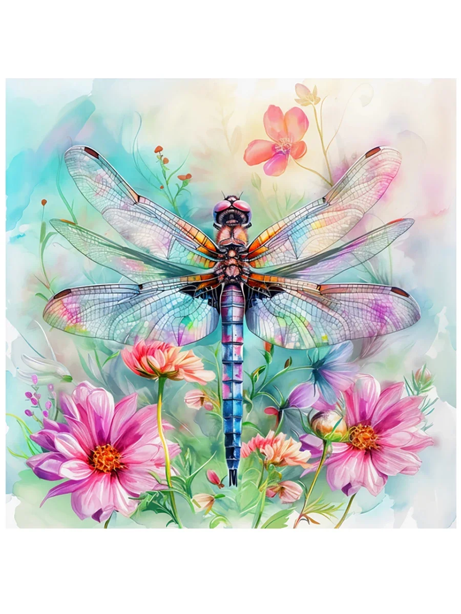 Dragonfly And Flower Cross Stitch Kit DIY Set Living Room Decoration Hanging New Crafts Handmade Embroidery Kit