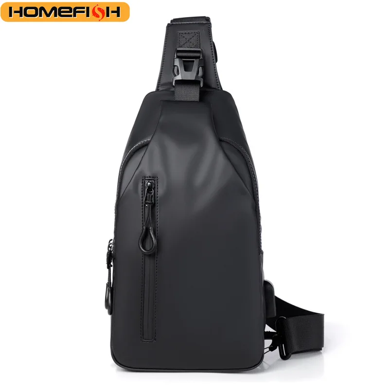 

HOMEFISH Men's Large Capacity Usb Charging Multifunctional Chest Bag Fashion Simple Commuter Lightweight Shoulder Crossbody Bag
