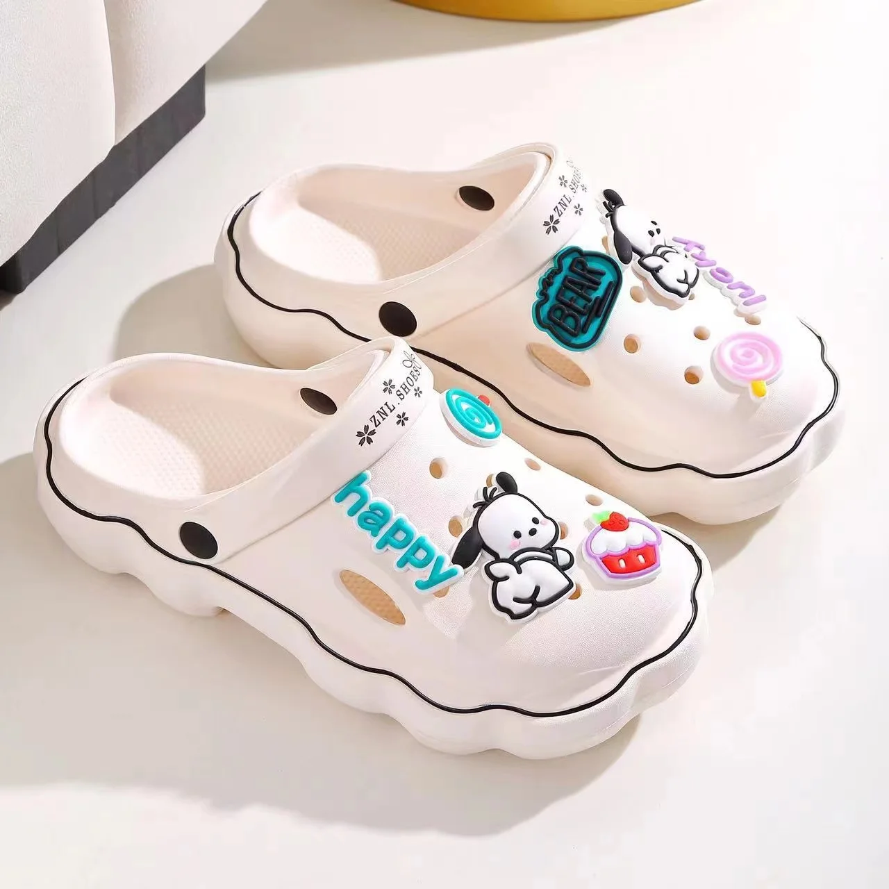 Sanrio Pochacco Slippers Cartoon Kawaii Cute Anime Student Outdoor Home Bathroom Bathing Anti-Slip Sandal Kids Toys Girls Gifts