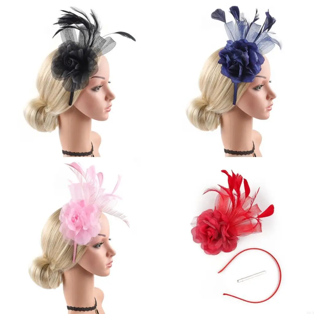 

M6CD Элегантная шляпа с увлечениями с повязками и аксессуарами для волос с клиентом для вечеринок для вечеринок