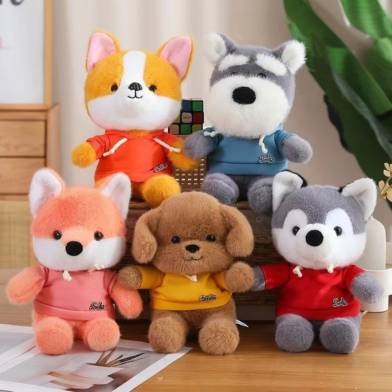 

26cm Clothing-transformable Dog Plush Toy - Cute Soothing Pillow for Animals - Small Dog DIY Dressing Doll - Gift for Children