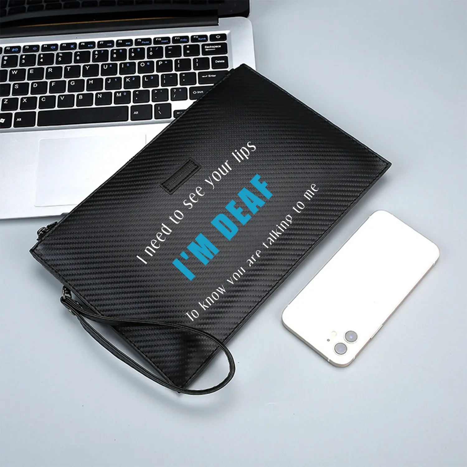 Заправки текстовых сообщений", Элегантная мужская сумка из искусственной кожи с принтом «Я глухой», модная и практичная для повседневной носки