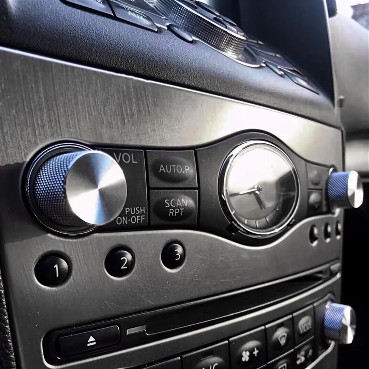 A62X Radio e manopola A/C Manopola del volume di navigazione in lega di alluminio Manopola dell'interruttore per Infiniti G25 G35 G37 Fx35 Fx37 Fx45