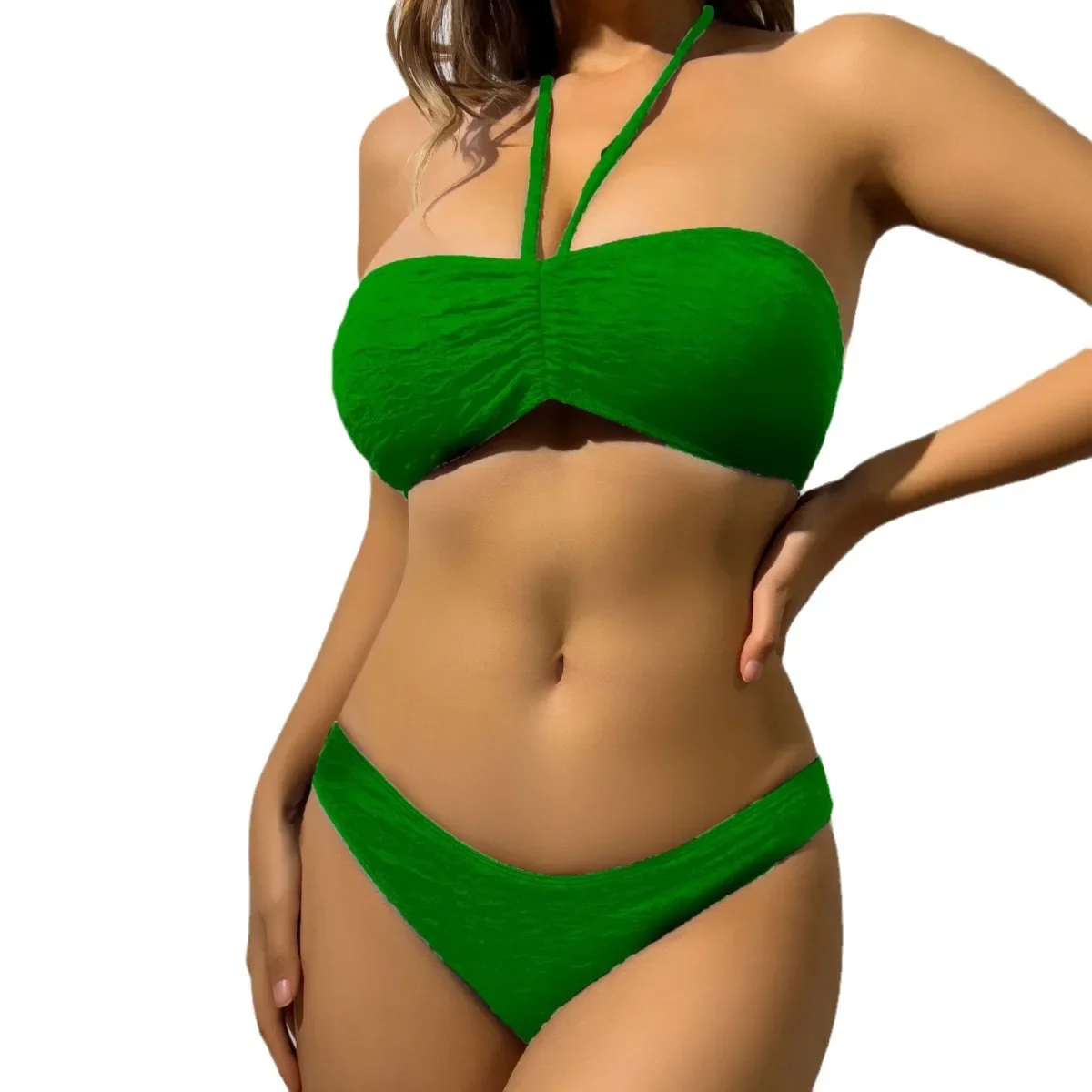 

Green Bandeau Micro Bikini 2024 Women Sexy Thong Swimsuit Push Up Swimwear Female Bathing Suit Swimming Summer Beach Wear Pool