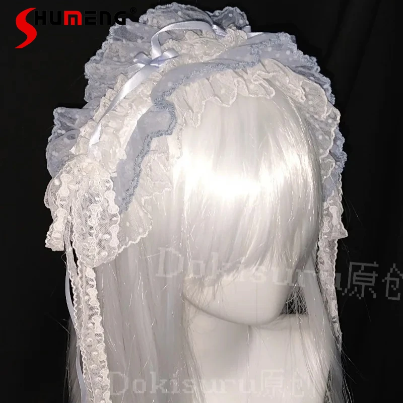 

Повязка для волос в стиле Лолиты, акварельный бант, милые очаровательные домашние аксессуары с волнистыми точками, японская оригинальная субкультура Y2k, милый кавайный головной убор