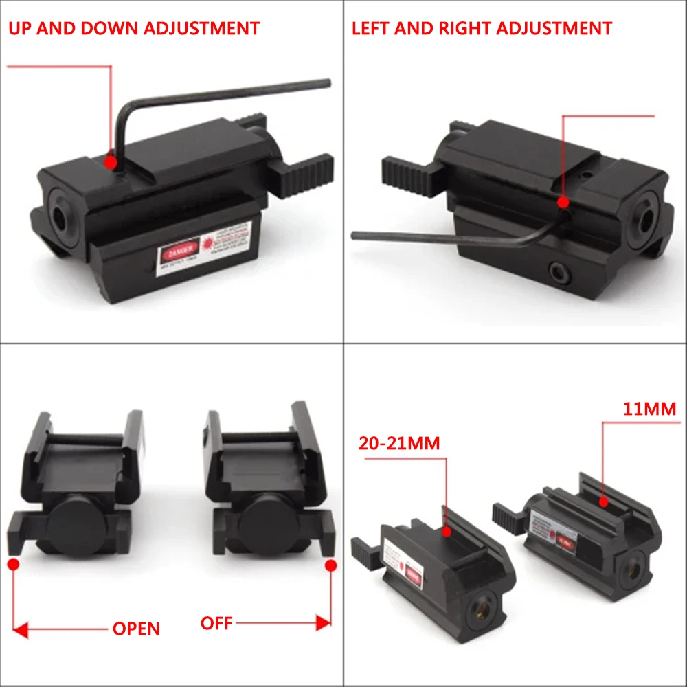 Arme Pistolet Laser Sight DulLaser Pointeur Pistolet Airsoft 20mm Picatinny Weaver Mount 11mm Dovetail Rail Glock 17 19 CZ-75